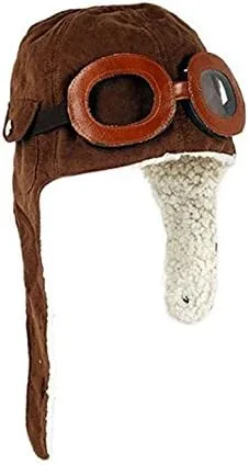 Vista 4 de CTKcom Paquete de 2 gorros de forro polar Pilot Aviator con orejeras para niños, paquete de 2 (café + negro)
