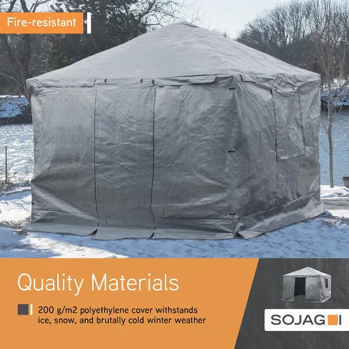 Vista 3 de Sojag Cubierta de invierno para cenadores, accesorio impermeable de 8 x 8 pies con puerta enrollable y paneles ventilados, almacenamiento al aire