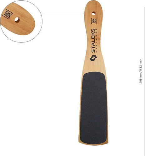 Vista 3 de STALEKS Beauty & Care - Lima de pie de madera tipo 10 tipo 2 (grano 100/180), herramienta ergonómica de pedicura de doble cara