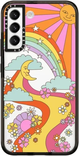 Vista 163 de CASETiFY Funda de impacto para Galaxy S22+ - Adhesivo Aries Moross, color negro transparente
