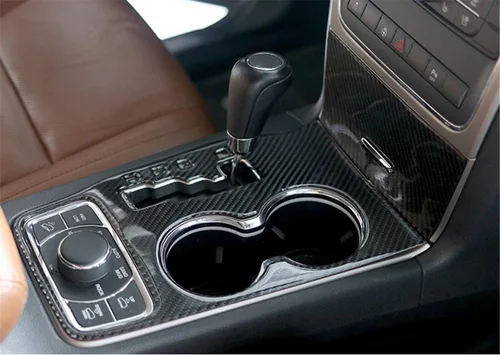 Vista 7 de YOCTM Compatible con Jeep Grand Cherokee 2011 2012 2013 Cubierta de palanca de cambios Accesorios interiores de fibra de carbono real consola