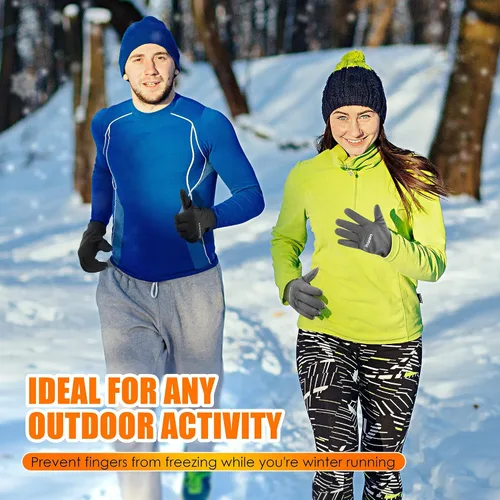 Vista 5 de Guantes de invierno para hombres y mujeres guantes cálidos impermeables para clima frío guantes térmicos con pantalla táctil para entrenamiento