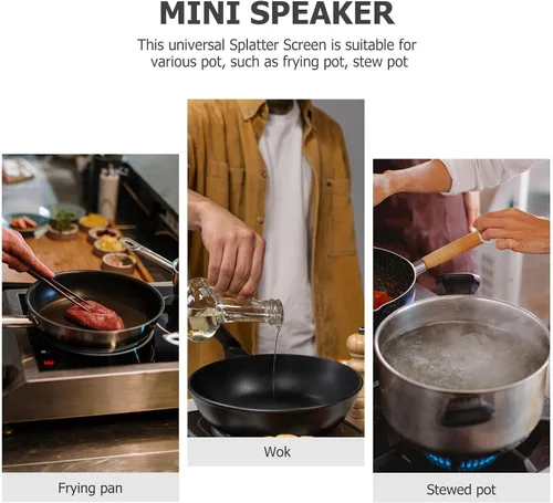 Vista 9 de Stainless Steel Splatter Screen for Cooking Frying Pan Grease Guard