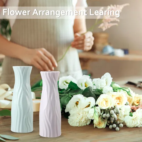 Vista 4 de FRIUSATE - Paquete de 12 jarrones de plástico a granel, jarrones de flores para centros de mesa Tall Bud Vase for Wedding Decor Small Unbreakable
