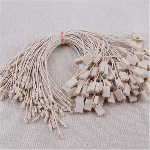Vista 5 de 600PCPlastic Hang Tag Seal String con Bullet Plug Cera Línea Cable Snap Head Loop Lock Buckle Fashion Bag Price Rope Fasteners(Pure White)