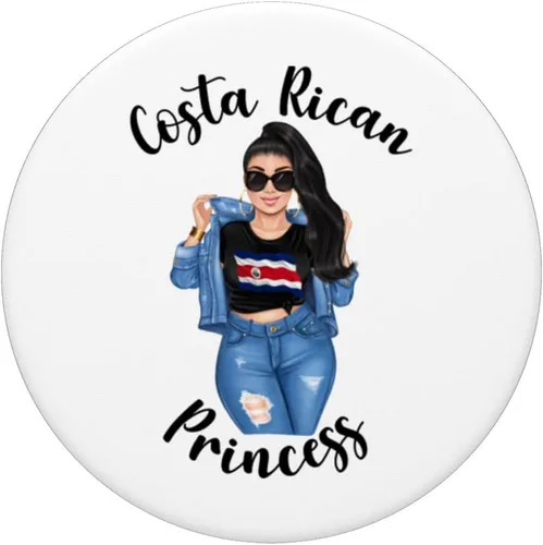 Vista 3 de Bonita princesa costarricense Princesa de Costa Rico PopSockets patrióticos intercambiables PopGrip