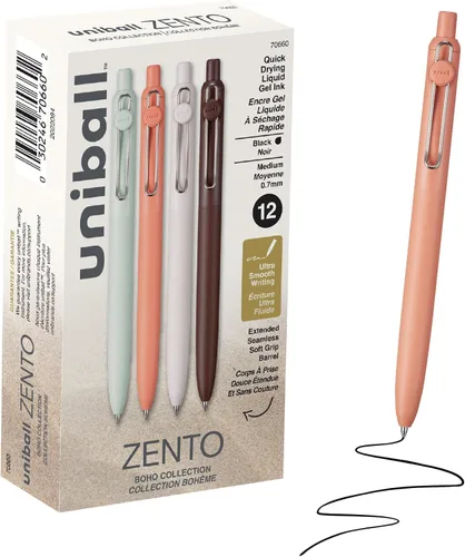 Vista 21 de Uniball™ Zento - Bolígrafos de gel, tinta negra, punta media de 0.03 in Bohemio
