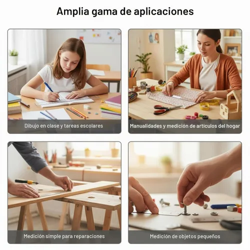 Vista 6 de Regla recta de plástico para estudiantes, escuela, oficina, 2