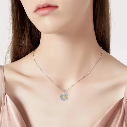Vista 2 de Sunflower Locket That Hold Pictures 925 Sterling Silver Flower Necklace Sunshine Rose Flower Pendant Necklace for Women