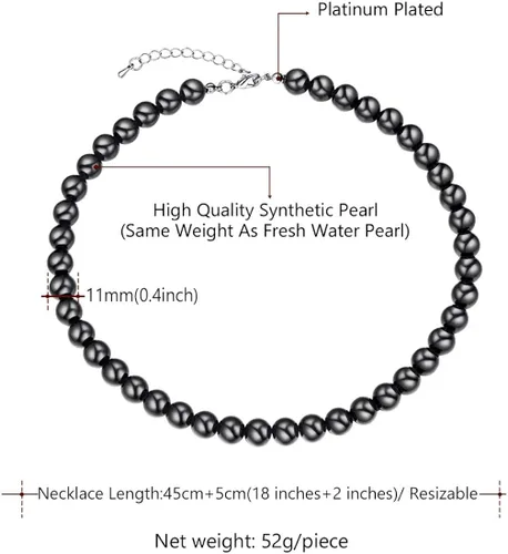 Vista 6 de U7 Collares de perlas para hombres y mujeres, hebra de perlas cultivadas en agua dulce, perlas sintéticas, collar de perlas barrocas, collar