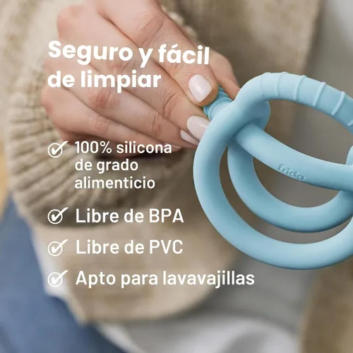 Vista 6 de Frida Baby Get-A-Grip BabyTeether para aliviar la dentición Juguetes de dentición de silicona 100% de grado alimenticio para bebés de 0 a 6, 12
