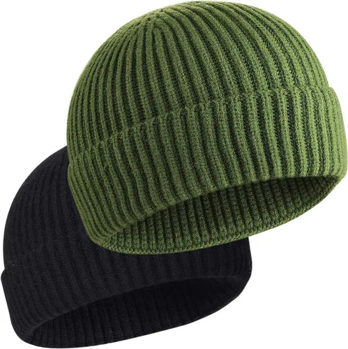 Vista 15 de vidsel Gorro Corto de Pescador para Hombres y Mujeres, Gorro de Lana Tejida con Puño Estilo Moderno de Arrastrero, Gorros Cálidos de Invierno