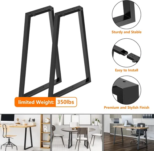 Vista 11 de Patas de mesa de metal de 28 pulgadas, patas de escritorio trapezoidales