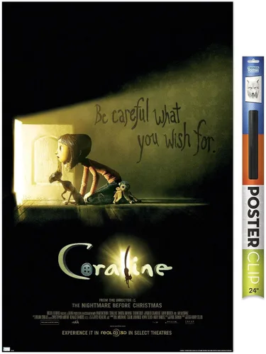 Vista 14 de Trends International Coraline - Póster de pared con texto en inglés «Be Careful» Versión enmarcada de caoba