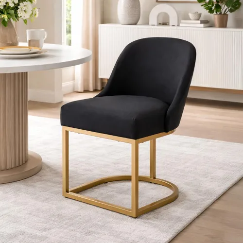 Vista 11 de Leick Home Silla de comedor Barrelback, color negro, dorado Oro