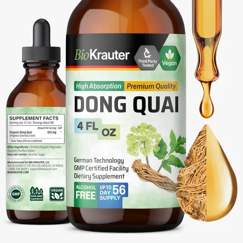 Vista 9 de BIO KRAUTER Suplementos de menopausia para mujeres* - Dong Quai Drops 2 onzas líquidas 28 días de suministro - Tintura vegana de raíz de angélica