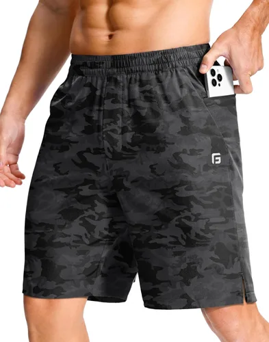 Vista 68 de GGJ Pantalones cortos deportivos ligeros para hombre con 2 bolsillos con cremallera de 7/5/9 pulgadas, pantalones cortos de tenis de secado rápido