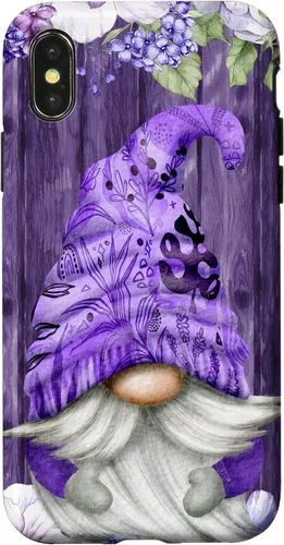 Vista 5 de Cute Purple Aesthetic Anemones Flower Pattern Lavender Gnome Case for iPhone 17
