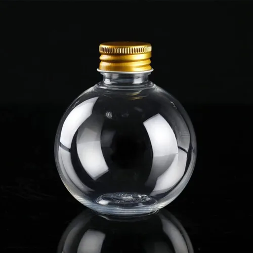 Vista 4 de SEWACC Botella de plástico transparente de 5.1 fl oz, botella de plástico transparente con forma de bombilla redonda, envases de bombilla