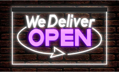 Vista 19 de 110020 We Deliver Open Services Cafe Fast food Shop Restaurant Display LED Light Neon Sign (12" X 8", 16 Colors By Remote)