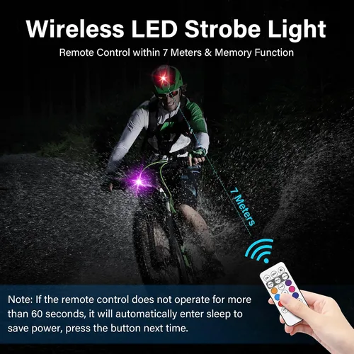 Vista 6 de Luces LED inalámbricas para coche 8 piezas con control remoto, luces LED estroboscópicas inalámbricas 8 colores con carga USB, IP65, impermeables
