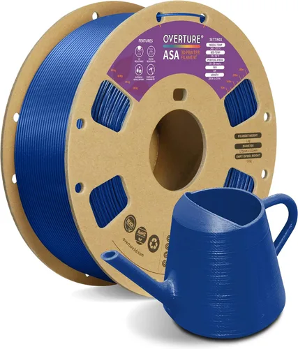 Vista 11 de Filamento OVERTURE ASA de 0.069 in, resistente a los rayos UV y a la intemperie, 2.2 lbs negro