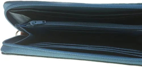 Vista 3 de Cartera de pulsera de cuero vegano Zebra, Turquesa