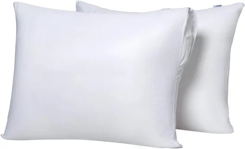Vista 3 de Protectores de almohada de viscosa de bambú refrescante a prueba de plumas con cremallera, tamaño estándar, fundas impermeables a prueba de plumón