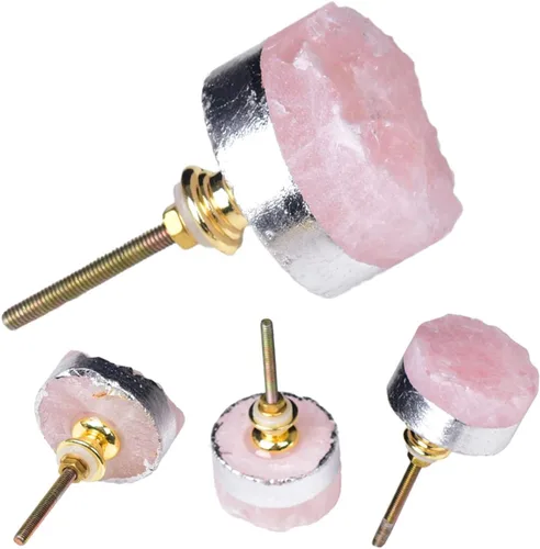 Vista 8 de JIC Gem Juego de 2 pomos de cristal de amatista natural para cocina, baño