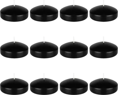 Vista 25 de Mega Candles 4 velas flotantes negras sin perfume, vela de cera vertida a mano de 3 pulgadas de diámetro, decoración del hogar, recepciones de boda