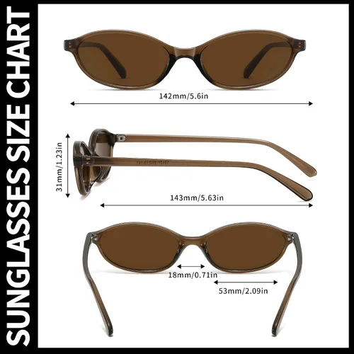 Vista 4 de Gafas de sol ovaladas retro para mujer, pequeños ojos de gato, gafas de sol para mujer, de moda, Y2K, tonos estrechos, protección UV400, CL009