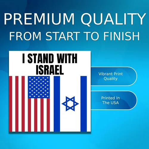 Vista 3 de Adhesivo con la bandera estadounidense de Israel I Stand with Israel, Proud Supporting Peace Not War, calcomanía política de vinilo de alta calidad