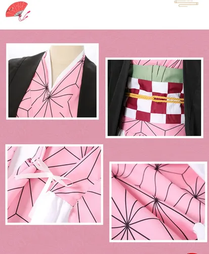Vista 6 de Disfraz rosa para cosplay, disfraz de anime para mujer, disfraz de Halloween