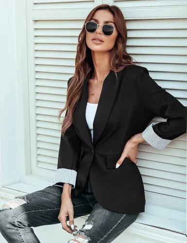 Vista 3 de Genhoo Chaquetas tipo blazer para mujer, con frente abierto, manga larga, casual, trabajo, oficina, con bolsillos, tallas S-2XL