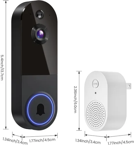 Vista 8 de Cámara de timbre de video inalámbrica de 1080p, vista en vivo, visión nocturna, audio bidireccional, almacenamiento en la nube, detección