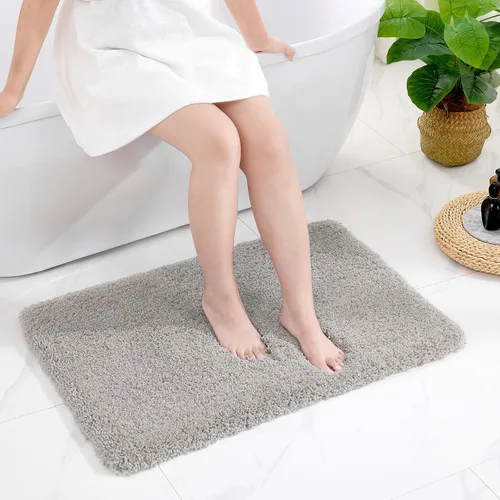Vista 45 de Disolla - Alfombra antideslizante pequeña y esponjosa para el suelo del baño, lavable, afelpada, para ducha, absorbente, color beige, 17 x 24