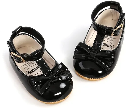 Vista 3 de Zapatos planos de vestir Mary Jane para niñas y bebés, zapatos de vestir para niños pequeños, con lazo y suela de goma suave