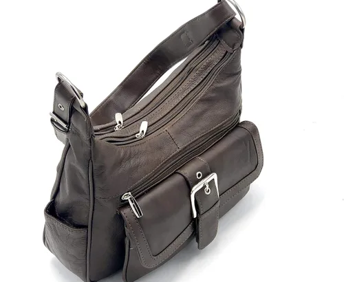 Vista 4 de Goson Cowhid - Bolso de piel con soporte para teléfono celular con gafas de sol