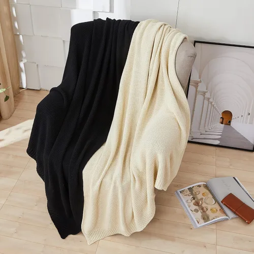 Vista 8 de Longhui bedding - Manta de punto trenzado de algodón negro para sofá, silla, cama, decoración del hogar, 2.5 libras, 50 x 60 pulgadas, ligera