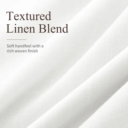 Vista 3 de Cortinas opacas plisadas de lino beige y blanco de 90 pulgadas de largo para dormitorio o sala de estar, juego de 2 paneles, oscurecimiento
