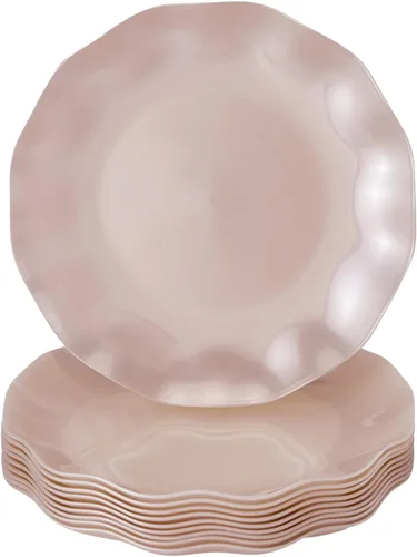 Vista 14 de Silver Spoons Platos de postre desechables 10 piezas Platos de plástico resistente Elegante aspecto fino de porcelana Velo, marfil