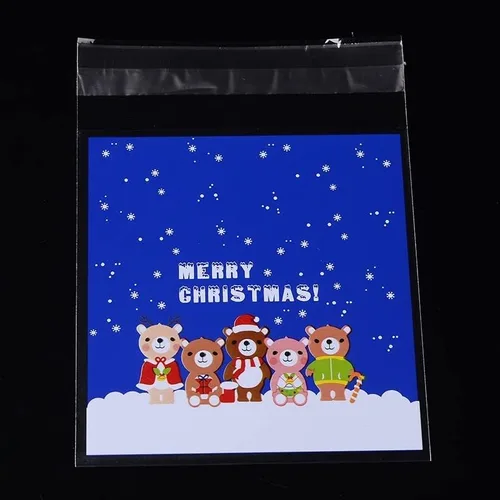 Vista 9 de Mega Pet 100 bolsas de plástico rectangulares de celofán con patrón de Papá Noel, bolsas de plástico OPP, autoadhesivas, bolsas de celofán, bolsas