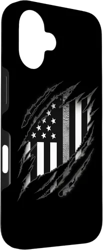 Vista 3 de Correctional Correctional Officers Silver Line - Carcasa para iPhone 16 con la bandera estadounidense