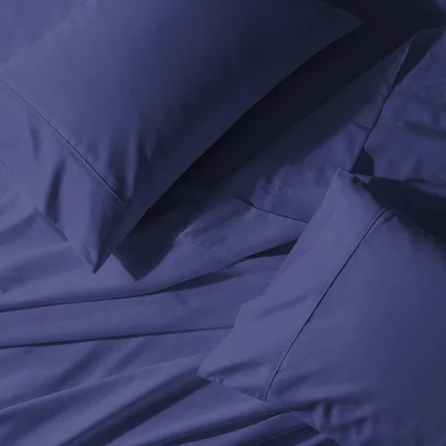 Vista 13 de Royal Tradition Cool and Crisp Percale Cotton 4pc Sheet Set (Full Size, Blue) Made in USA Breathable Classic Bed Sheets