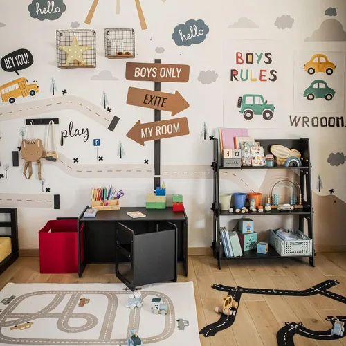 Vista 7 de Juego de mesa y silla para niños pequeños, juego de mesa Montessori para niños, juego de mesa y silla Montessori para niños pequeños