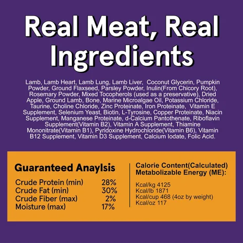 Vista 6 de TRMC Real Meat - Comida para perros secada al aire con cordero real - Cuatro bolsas de 5 libras de comida para perros de carne real sin granos