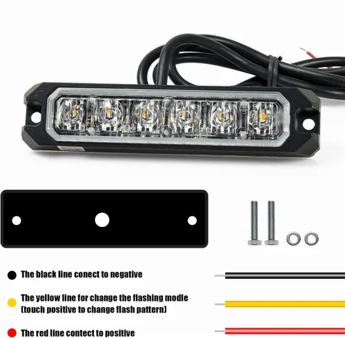 Vista 5 de Purishion - Luz estroboscópica con 6 luces LED color ámbar, impermeable, para barra de precaución, 10 patrones intermitentes, apto para automóvil