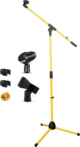 Vista 8 de 5 Core Soporte de micrófono de piso universal de altura ajustable trípode soportes de micrófono w brazo telescópico extensible plegable portátil w 2