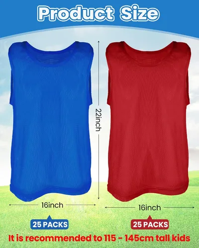 Vista 2 de Pasimy Paquete de 50 chalecos ligeros para jóvenes, para fútbol, baloncesto, camiseta para deportes