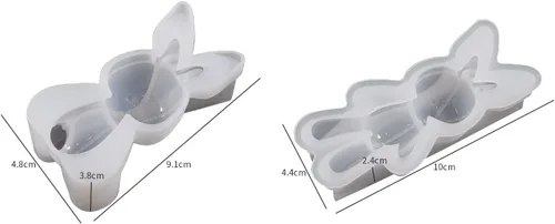 Vista 7 de 2 moldes de resina de conejo, moldes de silicona de conejo de Pascua para llavero, manualidades hechas a mano